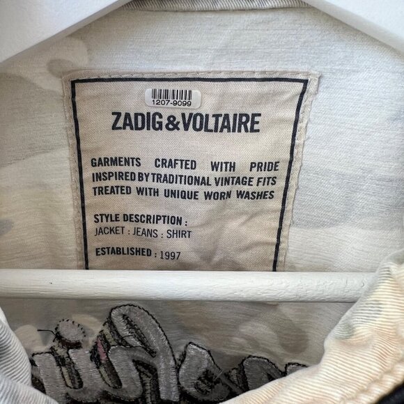 Zadig & Voltaire Savy Camo jacket, white/ cream, green, Size XS - Picture 8 of 11